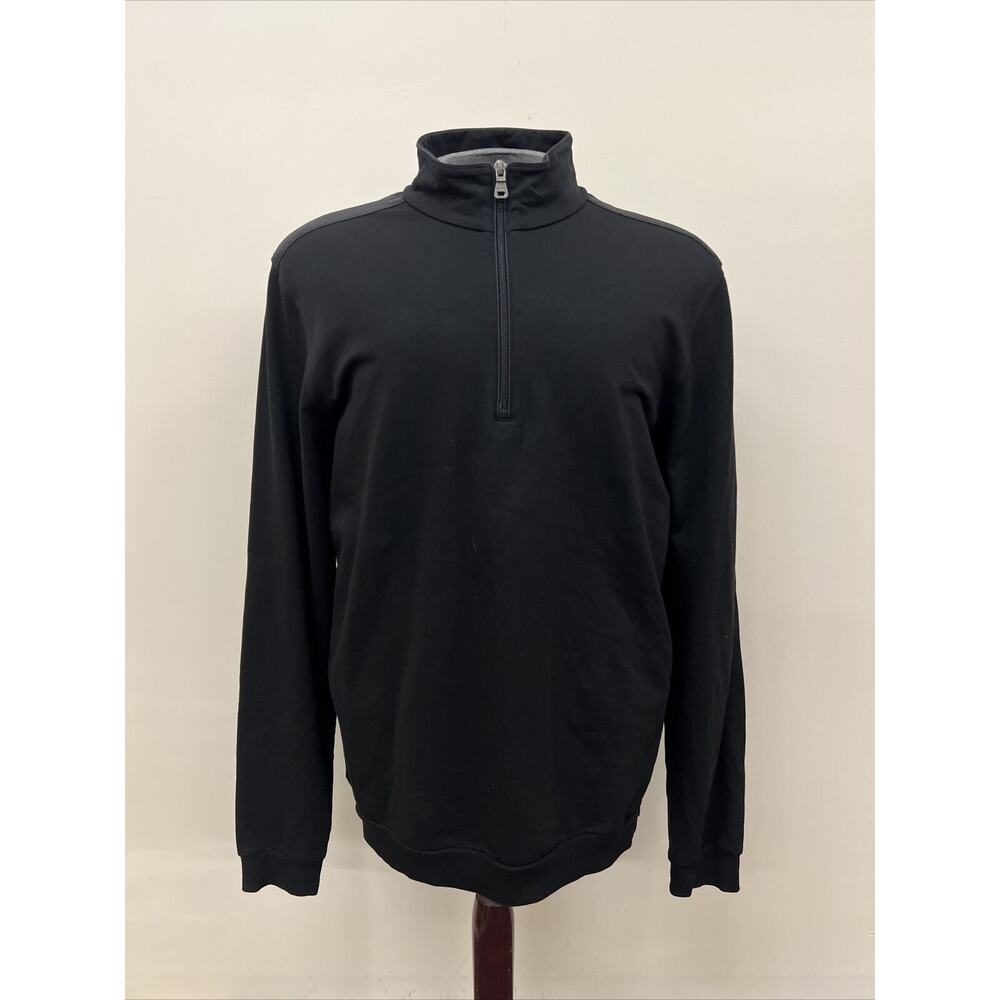 BOSS Hugo Boss Sweater Mens XL Black 1/4 Zip Mock Neck Benefits Charity